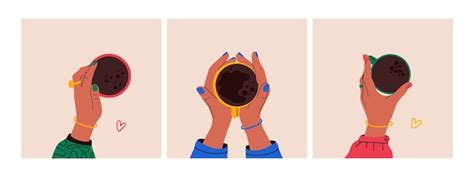 Premium Vector Hands With Coffee Cup Woman Holding Mug With Tea