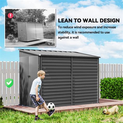 Outsunny 4.6' x 9' Outdoor Storage Shed, Lean to Metal Shed with