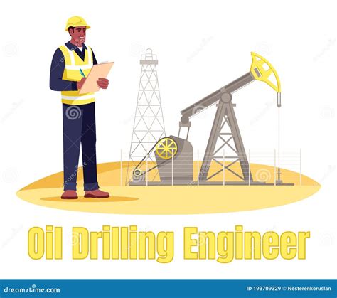 Oil Drilling Engineer Semi Flat Rgb Color Vector Illustration Stock