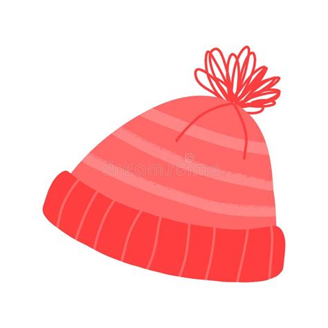 Mignon Bonnet Pompon Rayé Illustration Vectorielle De Dessin Animé