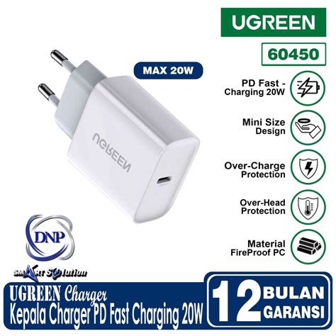 Jual UGREEN Kepala Charger Set 20W Kabel Lightning MFi Fast Charging