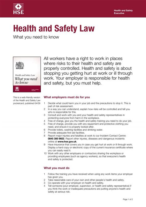 Health and Safety Law: What you need to know (English - HSE