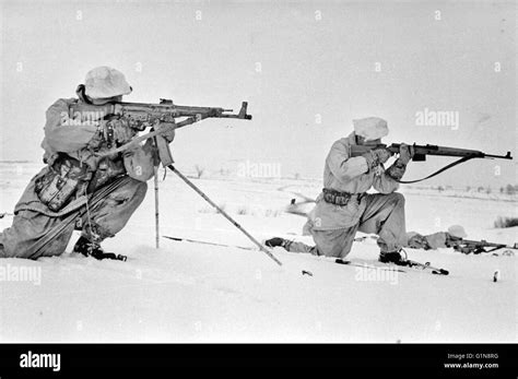 German Ski Troops Snow Camouflage With Mp44 And G43 Semi Automatic