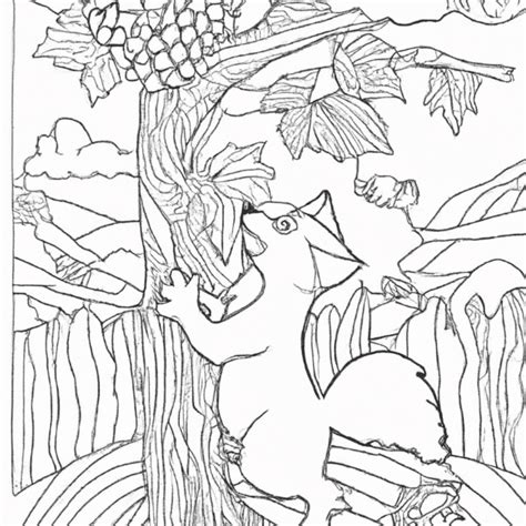 A Raposa E As Uvas Para Colorir - 20 Desenhos de Fábula da Raposa e das Uvas para Imprimir e Colorir/Pintar