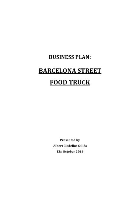 Food Truck Business Plan Template Pdf PDF Template