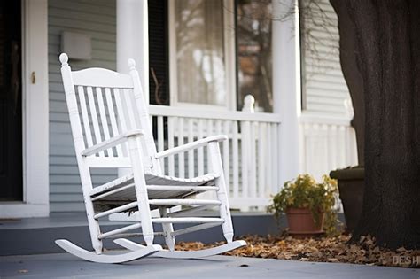 Premium Photo White Rocking Chair On A Porch