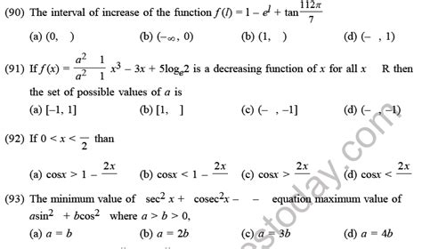 Jee Mathematics Application Of Derivatives Mcqs Set D Multiple Choice