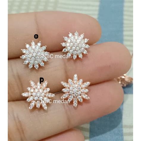 Jual Anting Diamond Titanium Replika Berlian Bintang Laut Juntai Mewah