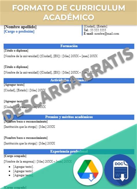 Curr Culum Acad Mico Ejemplos Y Plantillas Word Pdf