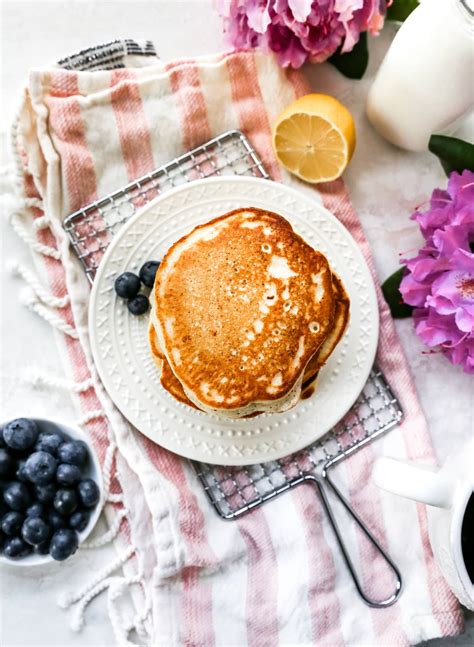 Lemon Ricotta Pancakes With Blueberry Sauce Two Peas And Their Pod