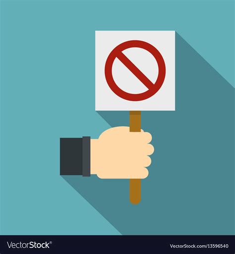 Hand Holding Stop Sign Icon Flat Style Royalty Free Vector