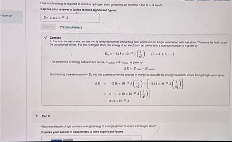 Solved How Much Energy Is Required To Ionize A Hydrogen Atom Chegg