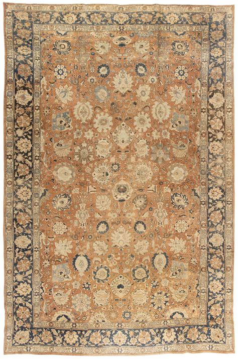 Antique Persian Tabriz Botanic Handmade Wool Rug Index Bb