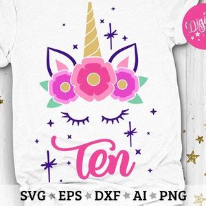 Unicorn Th Birthday Svg Unicorn Birthday Svg Tenth Birthday Svg