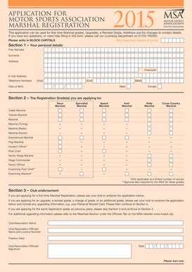 Fillable Online Msauk Application For Motor Sports Association Marshal