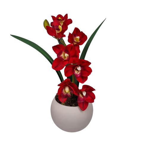 Arranjo Orquídea 3D Premium Vermelho Vaso Vidro Nude Submarino