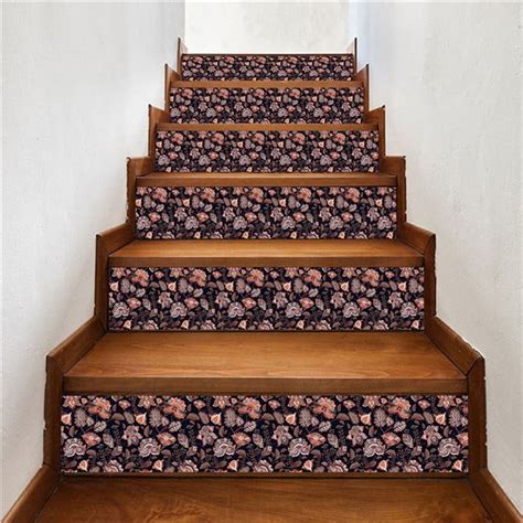 Flower Vine Pattern Stairs Stickers Self Adhesive Removable Pvc Staircase Wallpaper For Home