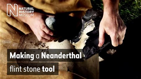 Making A Neanderthal Flint Stone Tool Natural History Museum YouTube