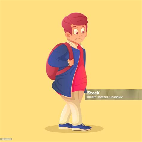 Anak Sekolah Dengan Ransel Ilustrasi Kartun Ilustrasi Stok Unduh