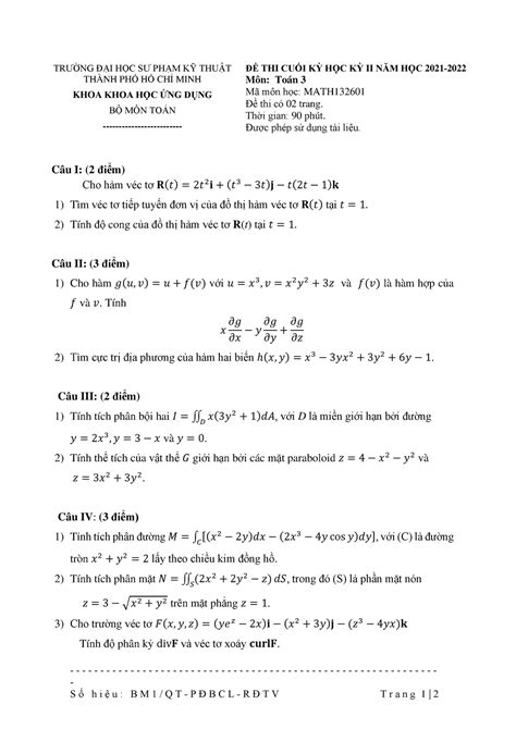 Toan 3 Hk 2 2122 Khud đề Thi S ố H I ệ U B M 1 Q T P Đ B C L R Đ T V T R A N G 1