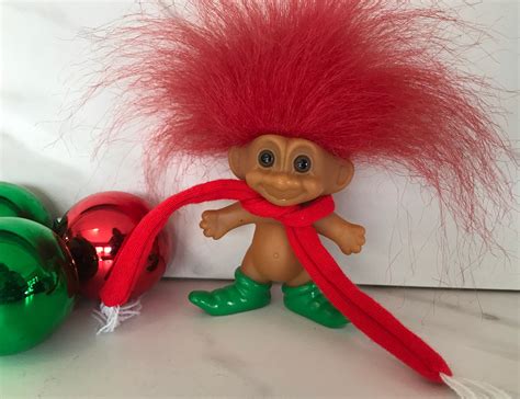 Vintage Troll Doll Russ Berrie And Co Plastic Christmas Troll Etsy Uk