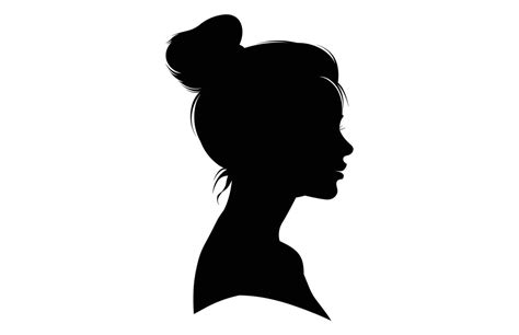 Beautiful Face Woman Side View Silhouette On Isolated White Background