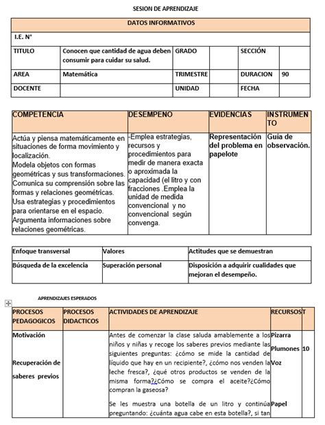 Sesion De Primaria Matem Tica Para Clase Modelo De Nombramiento