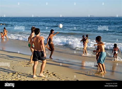 Football On Copacabana Beach Rio De Janeiro Stock Photo Alamy