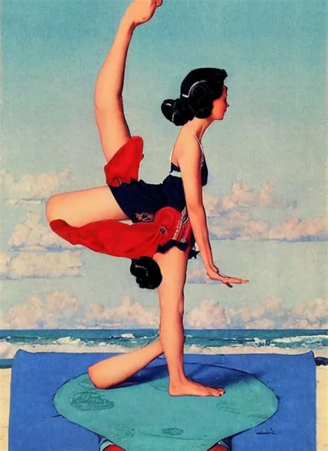 A Pin Up Girl Doing Yoga With A Futuristic Kimono In Stable Diffusion