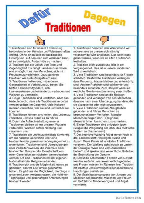 30 Traditionen Deutsch DAF Arbeitsblätter pdf doc