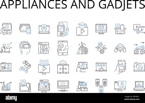 Appliances And Gadjets Line Icons Collection Devices Machines