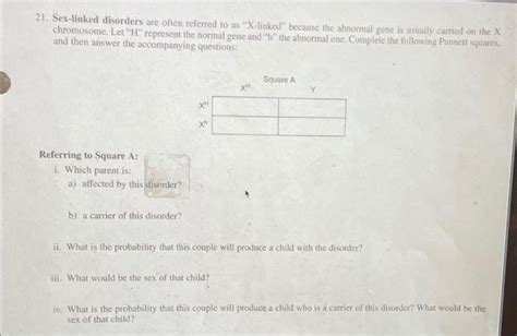Solved 21 Sex Linked Disorders Are Often Referred To As Chegg