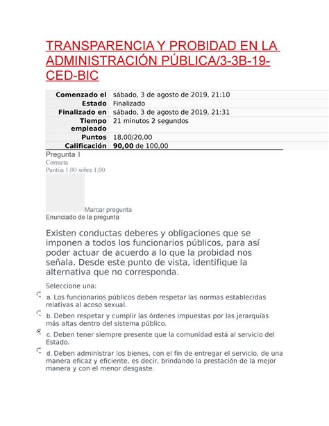 Transparencia Y Probidad En La Administración Pública 1 Iplacex Studocu