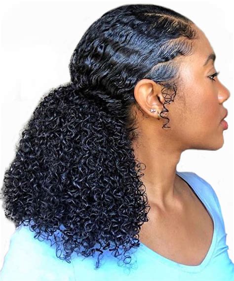 Msbuy B C Kinky Curly Ponytails Extensions One Piece Mongolian Clip