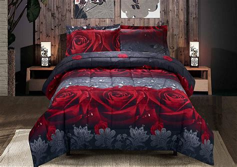 Hig 3d Comforter Set 3 Piece 3d Rose Love Romantic Moment Printed