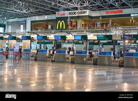 MILAN MALPENSA, ITALY - CIRCA NOVEMBER, 2017: check-in area at Milan ...