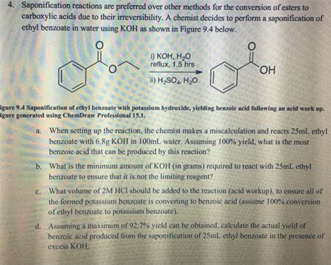 Solved Saponification Reactions Are Preferred Over Other Chegg