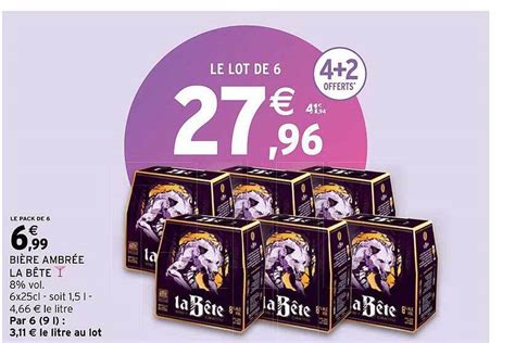 Promo Bière ambrée la bête chez Intermarché