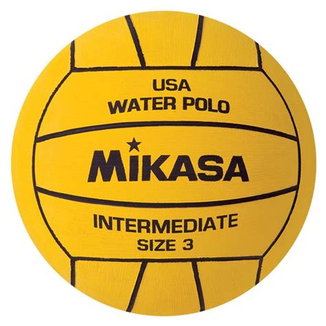 A Yellow Water Polo Ball With The Words Mikasa In Black And White On It