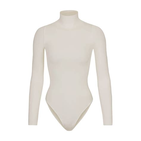 Essential Mock Neck Long Sleeve Bodysuit Bone Skims