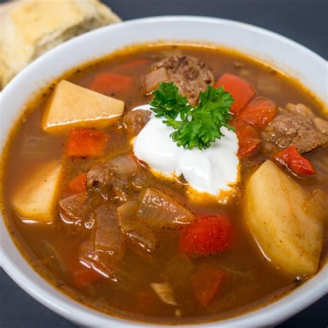 German Goulash Soup Gulaschsuppe In A Slow Cooker