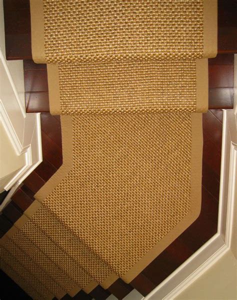 1 Thick Sisal Custom Stair Runner With Wide Linen Binding Clifton VA