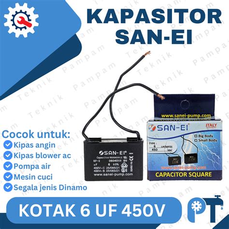 Jual KAPASITOR 6UF 450V SANEI KOTAK CAPACITOR SAN EI 6 UF MIKRO 450