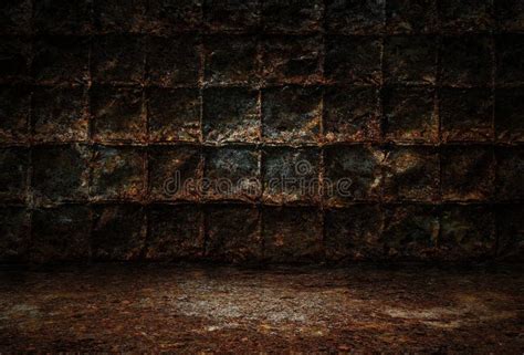 Industrial Grunge Background, Dark Room with Walls of Rusty Metal ...