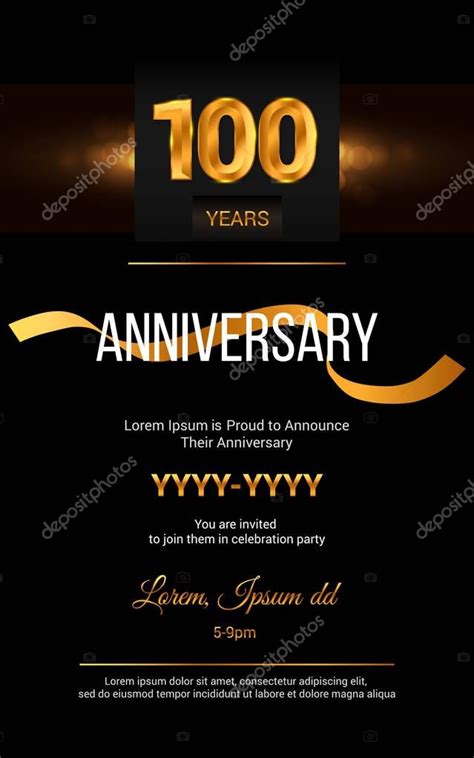 100 Years Anniversary Invitation Card — Stock Vector ...