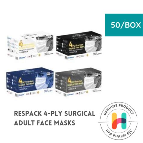 RESPACK 4 PLY DISPOSABLE ADULT SURGICAL FACE MASKS 50 BOXES EARLOOP