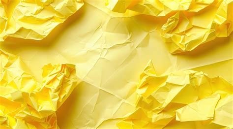 Recycled Crumpled Yellow Paper Texture Background Premium Ai