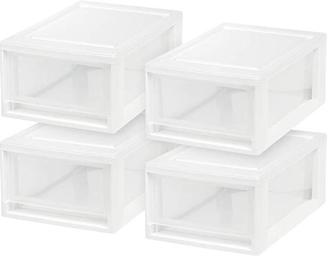 Iris Usa 6 Qt Small Plastic Stacking Drawer 4 Pack Stackable Storage