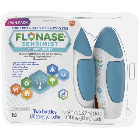 Flonase Sensimist Allergy Relief Nasal Spray 240 Count 2 Bottles Of