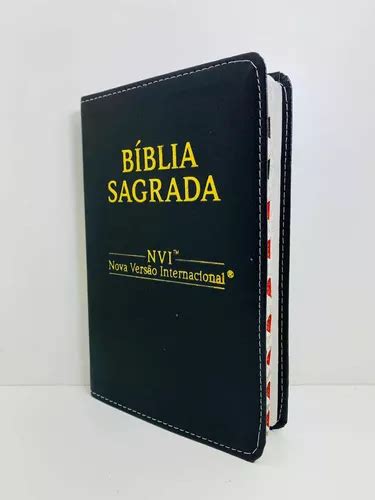 B Blia Sagrada Nvi Slim Ultrafina Capa Couro Sint Tico Ndice Preta